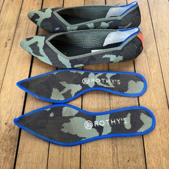 Rothy’s The Point Blue Halo Olive Green Camo Flats 8.5 - Picture 8 of 10